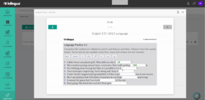 inlingua Virtual Classroom_main viewing panel with an example exercise