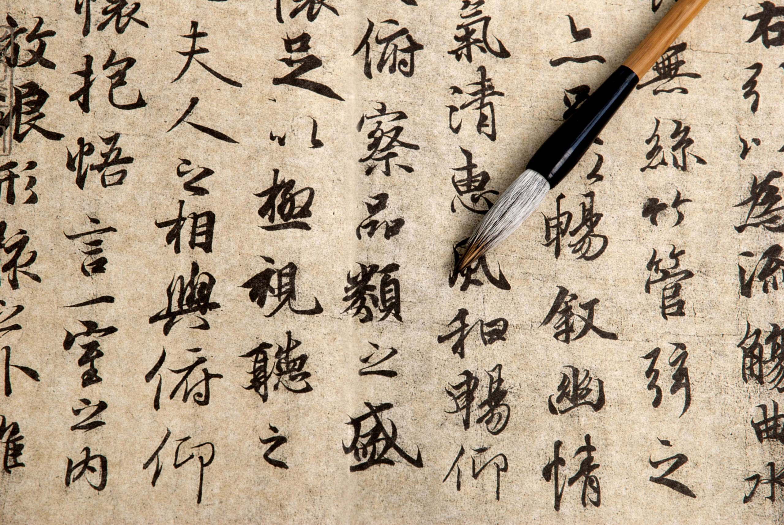 Traditional chinese calligraphy on beige paper – inlingua International