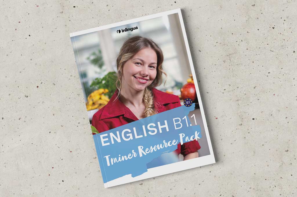 Bookcover NextGen English B1.1 Trainer Resource Pack, Smiling Woman wearing a red shirt