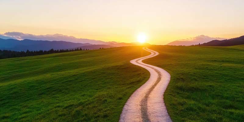 Path to show the expericence with a sunrise