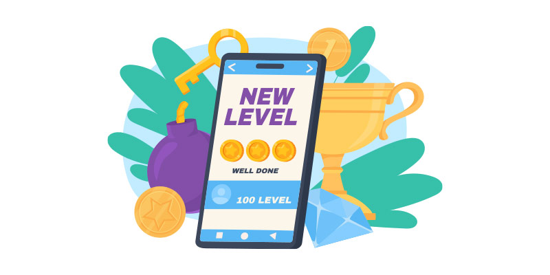 Gamification illustrated on a mobile screen