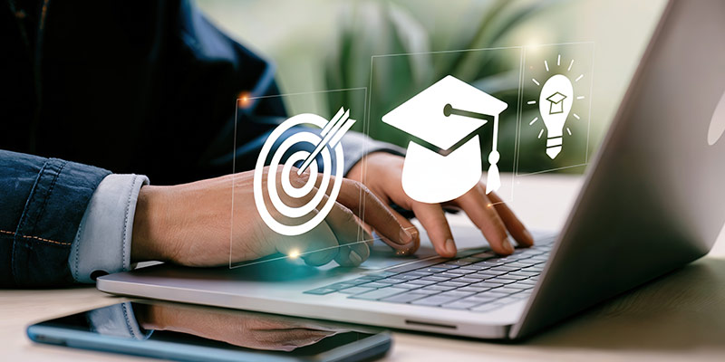 Learner taking an online placement test for personalized language learning