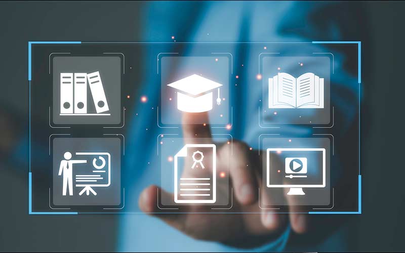 Digital learning tools supporting personalized education, illustrating how technology enhances language learning while human guidance remains essential