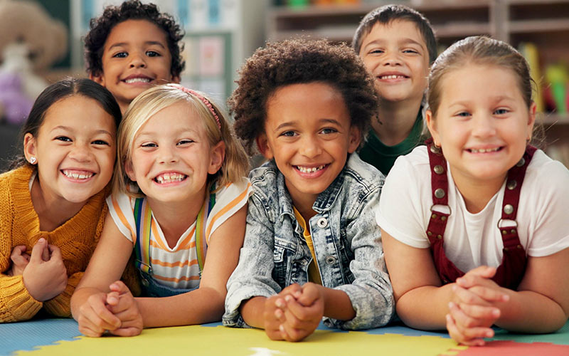 Happy children enjoying a positive and engaging language learning environment