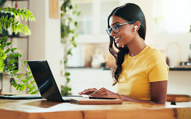 Learner preparing to join a live virtual language class from home
