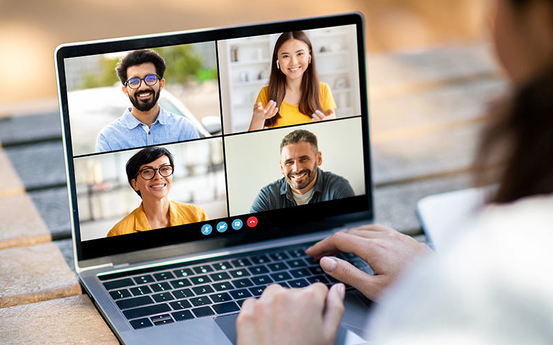 Learner attending a live online language lesson with a small group