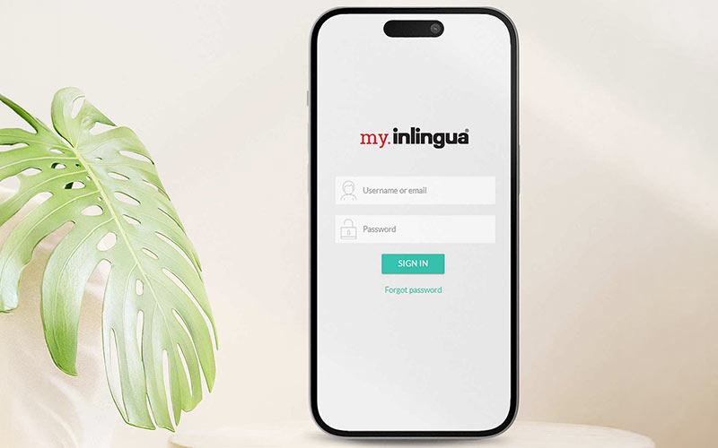my.inlingua login screen providing learners access to their digital language learning platform
