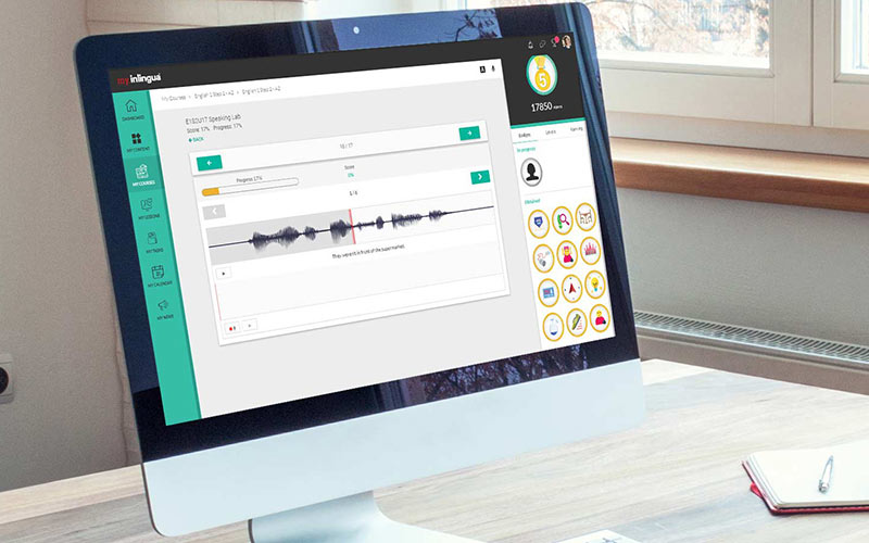 my.lab digital language learning platform with interactive exercises for practicing speaking skills